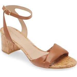 Stuart Weitzman Everly 50 Sandals Size 6.5 Block Heel Brown Leather NEW